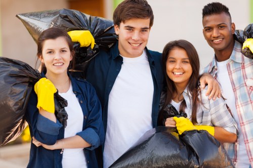 Professional garage clearance team in action